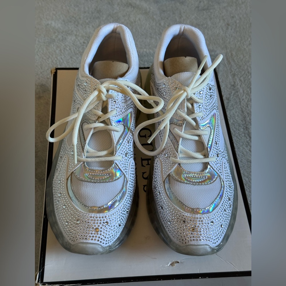 Guess White Sneakers with Shimmering Details - Picture 2 of 2